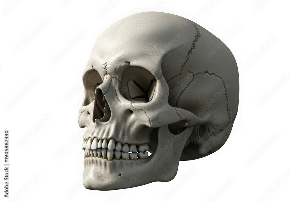 Obraz premium A detailed view of a human skull showcasing its anatomical structure and bone formation