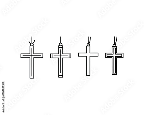 Four medieval style sword hilts with distinct crossguard designs