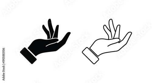 Two hands one solid and one outlined depicted in a minimalist silhouette