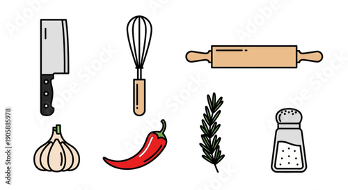 Kitchen Utensils and Food Ingredients.