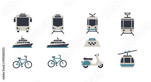 Vehicles and transportation icons set.