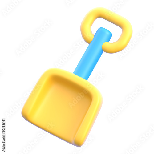 Summer beach concept toy shovel with handle 3D icon