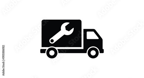 Black truck with wrench graphic a simple automotive service illustration silhouette