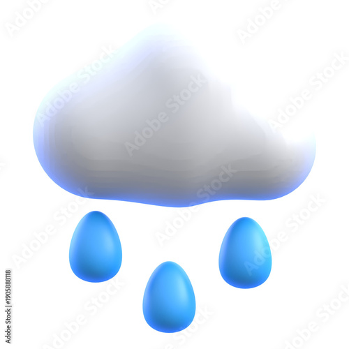 Weather concept cloud symbol with falling raindrops 3D icon