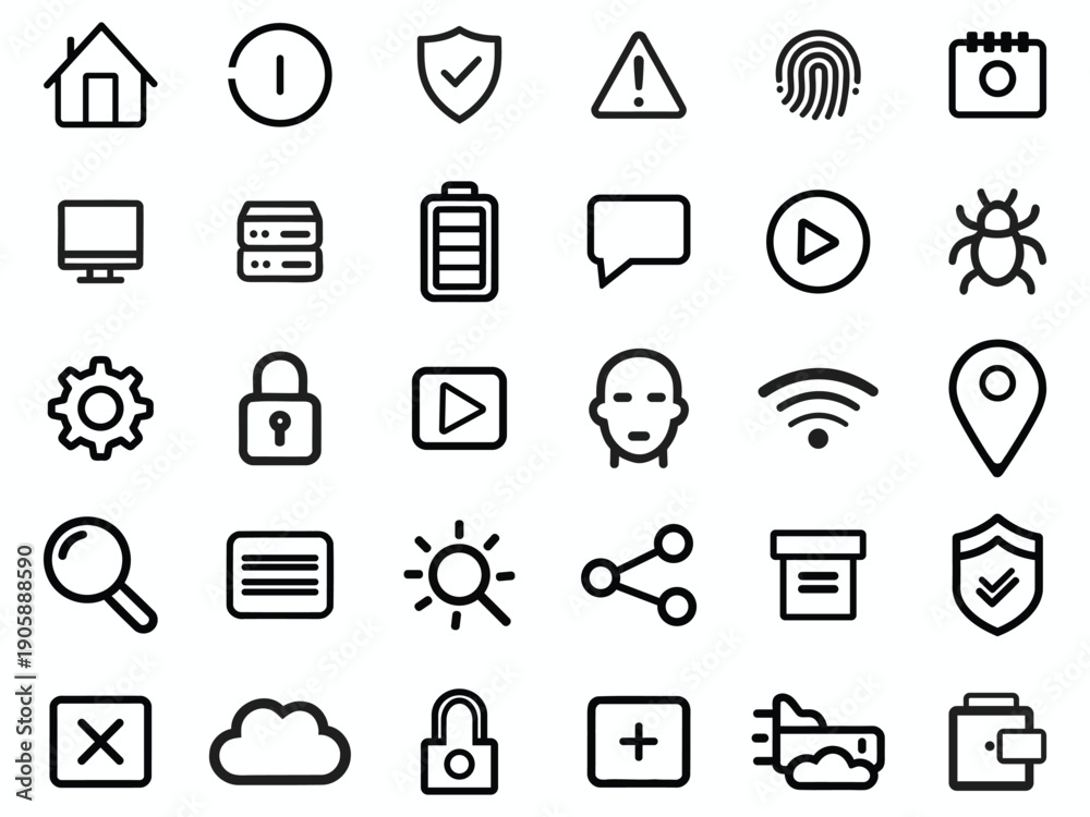 Fototapeta premium Minimal Line Interface Icons UI UX Set