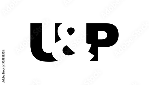 UP logo design in bold style. Black white identity symbol. Modern typography emblem. Corporate branding icon.