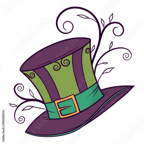 A detailed, slightly creepy Mad Hatter hat, ideal for adding a touch of fantasy and mystery to designs.