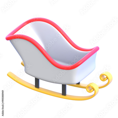 Winter festival concept magic sleigh with curved runners 3D icon