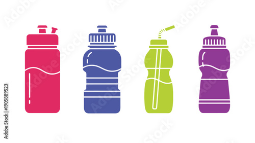 Water bottle vector icons in different colors and styles