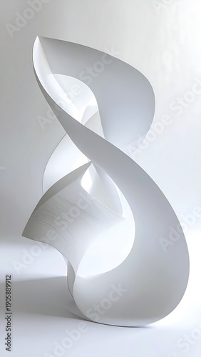 Modern minimalist abstract sculpture with flowing geometry and clean studio lighting high resolution picture