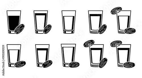 Set of twelve glasses with pills