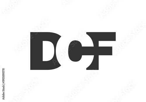 DCF logo design. Initial letter D C F bold font style for tech startups, consulting, corporate branding. Creative company name, headlines typography identity, trendy logotype.