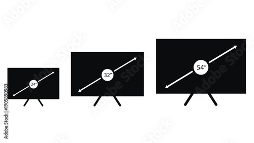Three televisions of different sizes are displayed side by side.
