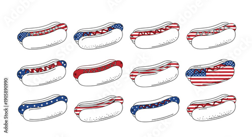 Collection of patriotic american flag bracelets in various designs and colors