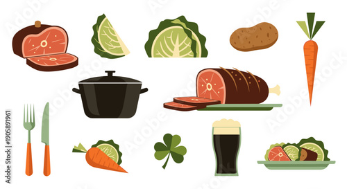 Assorted fresh vegetables and cooking ingredients