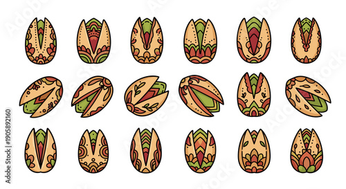 Collection of colorful cartoon chick hatching eggs in various positions