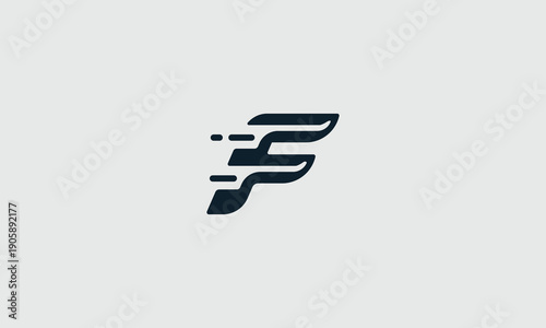 Modern abstract letter F logo with dynamic motion lines. Stylish abstract logo with dynamic lines conveying motion and energy.