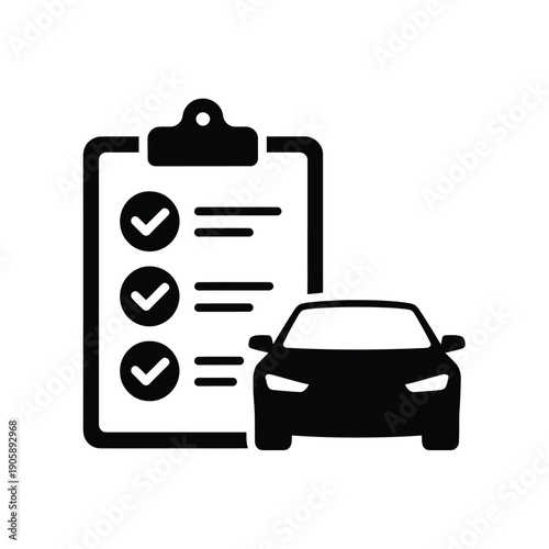 Vehicle inspection checklist with a car silhouette depicted in black