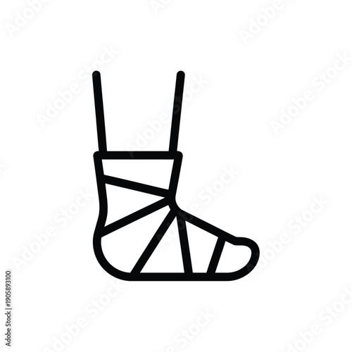 Simple black outline depicting a foot in a medical walking cast