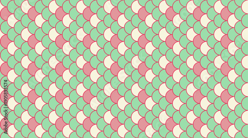 Vibrant pastel green, pink  cream overlapping circle pattern.  Perfect for textile design, website backgrounds, scrapbooking, or playful branding.