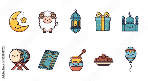 Cute cartoon collection of animals and objects for children