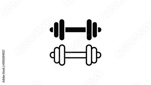 Dumbbell weight training icon set illustration representing fitness workout strength exercise gym and bodybuilding concept