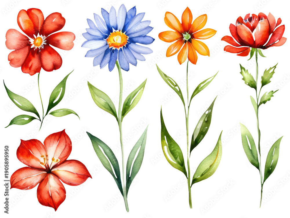 Fototapeta premium Beautiful bouquet of various flowers on a clean white background, ideal for advertising or editorial use