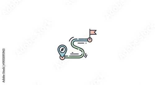 Simple Line Drawing of Route to Destination.