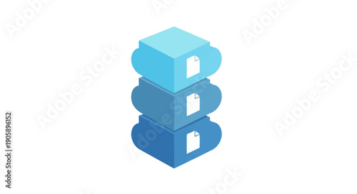 Stacked blue cube shapes.