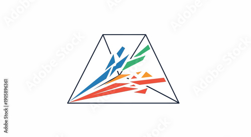 Triangle with colorful abstract lines.