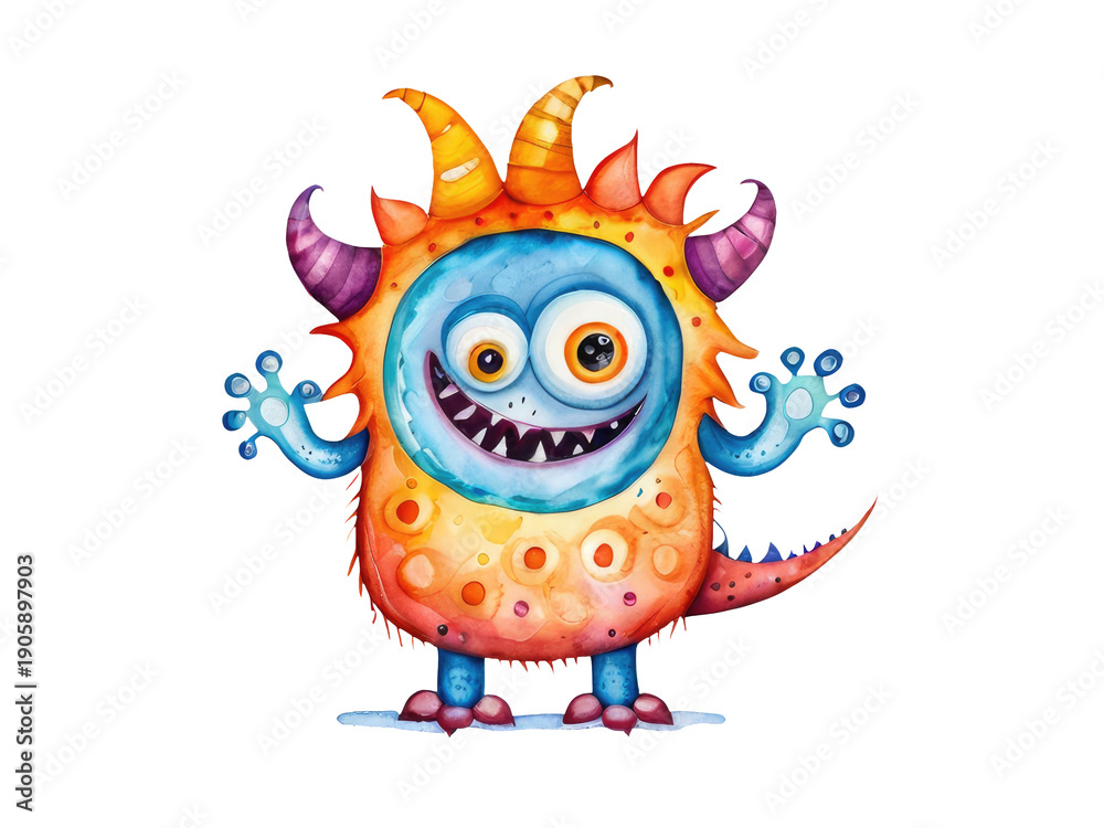 Naklejka premium A whimsical illustration of a small, furry creature with big eyes and a friendly face
