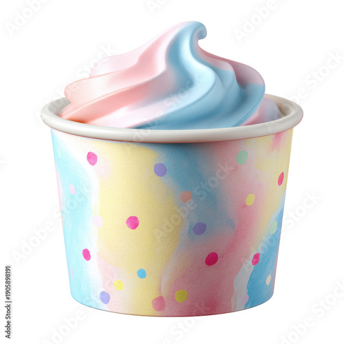 Colorful Soft Serve Ice Cream in Paper Cup with Dots