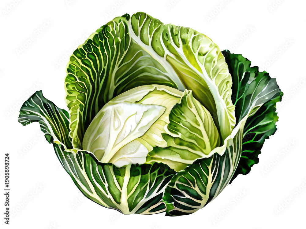 Obraz premium A detailed view of a head of cabbage, perfect for food or vegetable-themed projects
