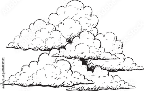 Black and white cloud illustration