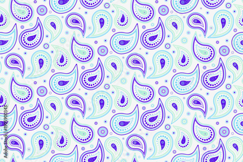 Boteh curve to foliage repeat. Shirt motif with lovely designer. Persian flower, fashion paisley.