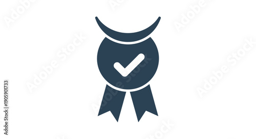 Checkmark Badge Ribbon Icon Award.