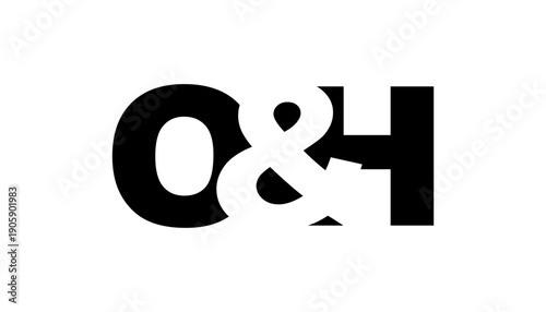 OH logo design in bold style. Black white identity symbol. Modern typography emblem. Corporate branding icon.