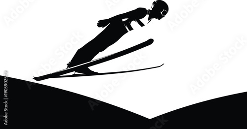 Winter olympics skiing event action silhouette