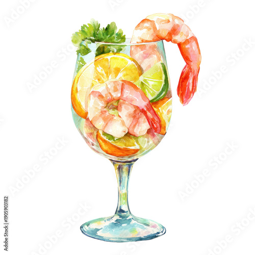 Refreshing Shrimp Cocktail with Citrus and Fresh Herbs Garnish