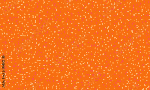 Vibrant orange background with scattered tiny dots in varying shades of orange and pink.  Perfect for website banners, social media posts, or print projects needing a cheerful, energetic design.