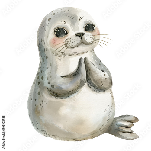 Cute and Adorable Seal with Fluffy Fur and Playful Expression