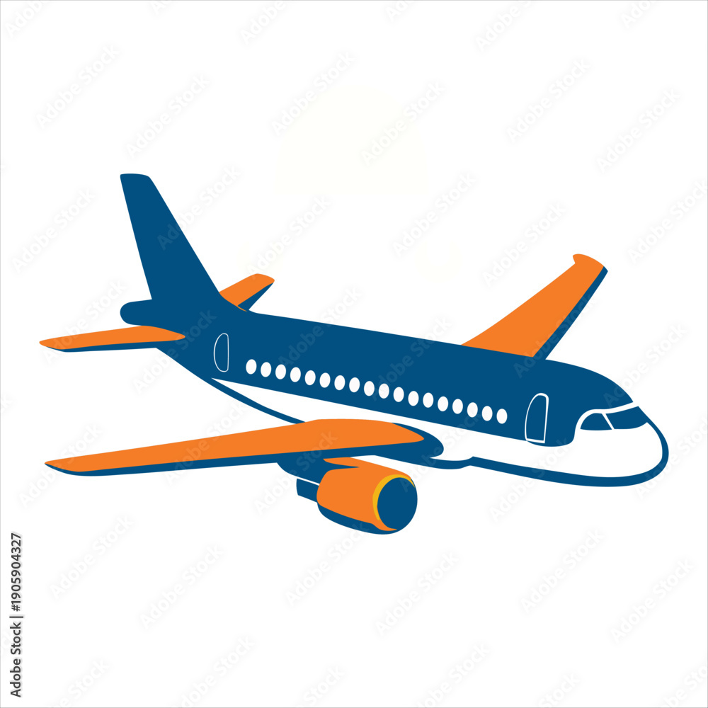 Obraz premium Commercial Boeing airbus jet aircraft flying in the blue sky and a white background vector for airline travel and aviation transportation business