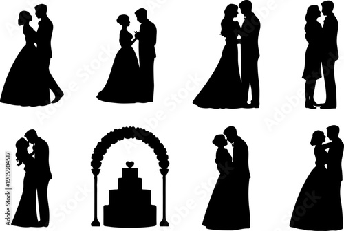 Romantic Proposal Silhouette Collection Vector Art