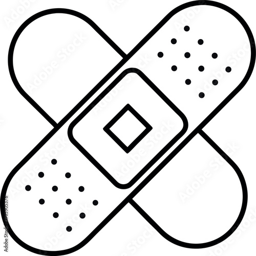 Crossed adhesive bandages first aid medical icon