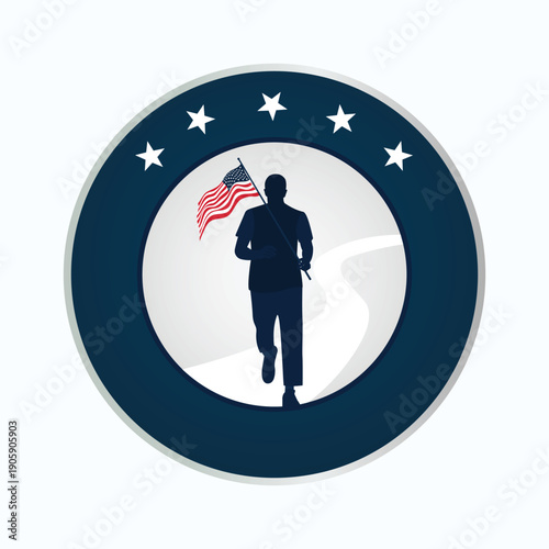 Secure America Badge - Patriotic Security and Veteran Emblem
