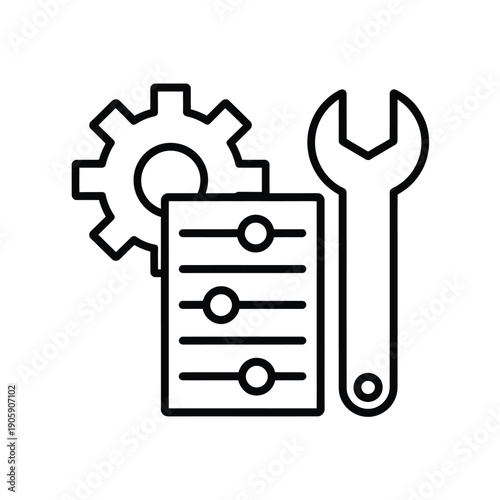 Mechanical engineering tools including a wrench gears and a checklist
