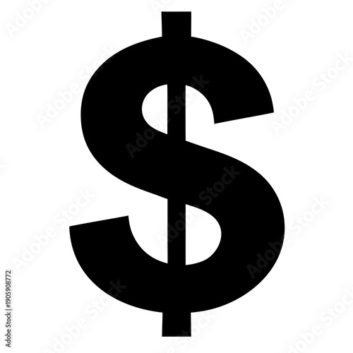 Dollar Sign Icon: Bold dollar sign icon, a universal symbol of money and wealth, isolated. 