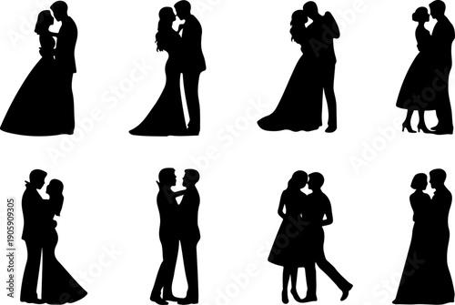Romantic Proposal Silhouette Collection Vector Art