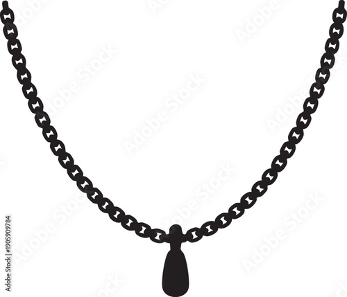 Black chain necklace with teardrop pendant