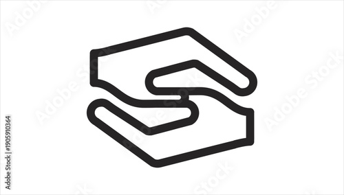 Simple Line Art Illustration of Two Hands Supporting Each Other.